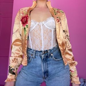 Free people peach silk jacket